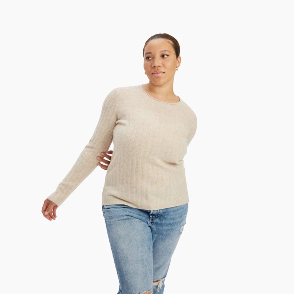 Naadam Cashmere Ribbed Sweater in Oatmeal